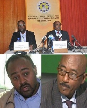 Photo - election board chairs (top) and UDJ factions Belay Fekadu and Tigistu Awelu