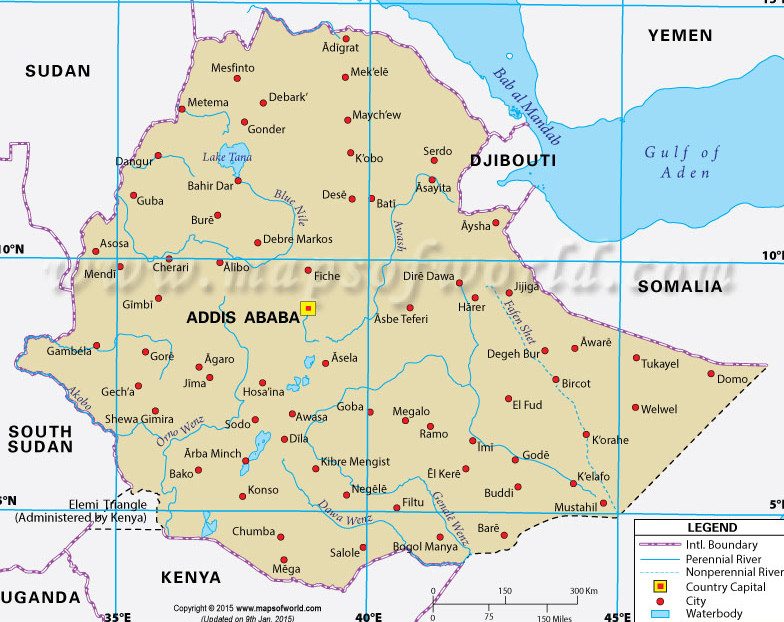 Map - major Ethiopian cities