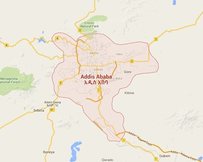 Map - Addis Ababa, Finfinnee, Oromiya