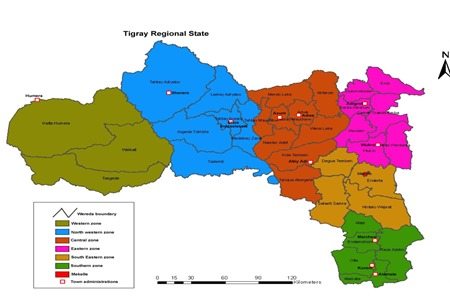 Map - zones of Tigray, Ethiopia