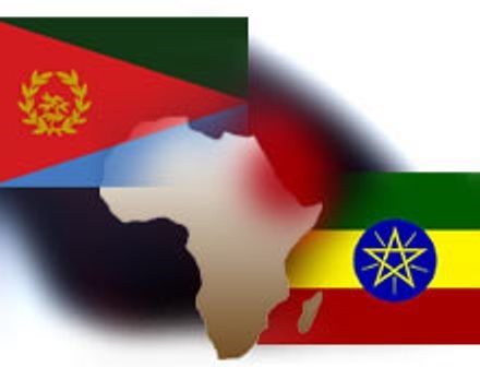 Image - Flags of Eritrea, Ethiopia over African map