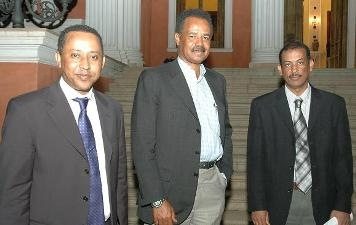 Photo - Elias Kifle, Sileshi and Isaias Afeworki - Presidential palace, Asmara, Eritrea