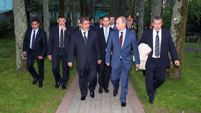 Egypt Pres. Mohammed Morsi and Russia Pres. Vladimir Putin