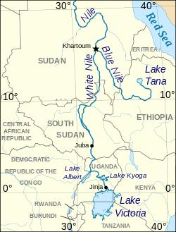 Nile river flow map - Uganda to Egypt