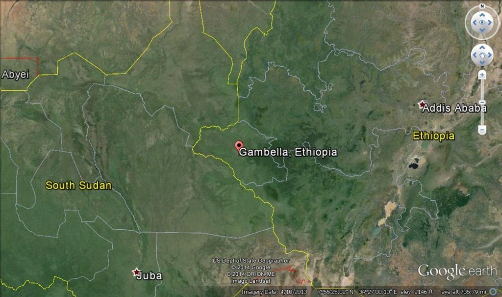 Map - Juba,South-Sudan and Gambella, Ethiopia