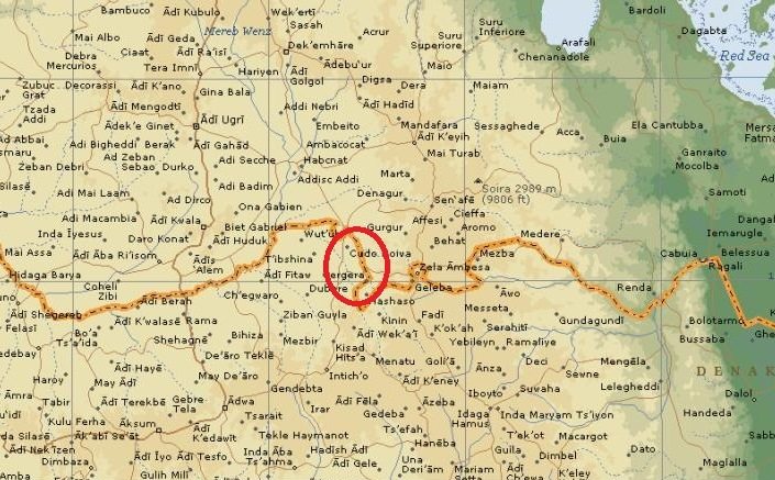 Map - Ethiopia Eritrea border - Tsorena area